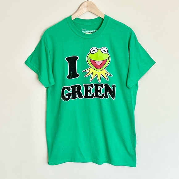 NEW Disney The Muppets Kermit I Love Green Graphic Green T Shirt Adult Sz Medium - Picture 2 of 7